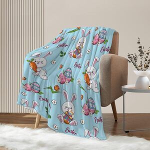 Easter Bunny Throw Blanket 80x60 Soft Flannel Cozy Lightweight Warm Spring Decor